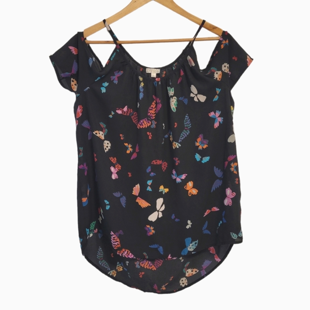 SPENSE Butterfly Off-the-Shoulder Blouse (Large)